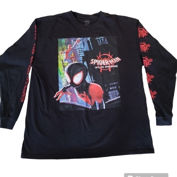 MARVEL SPIDERMAN LONG SLEEVE BLACK COTTON SHIRT XL - Picture 1 of 6